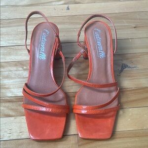 l'intervalle strappy block heel sandals slingbacks square toe orange size 37